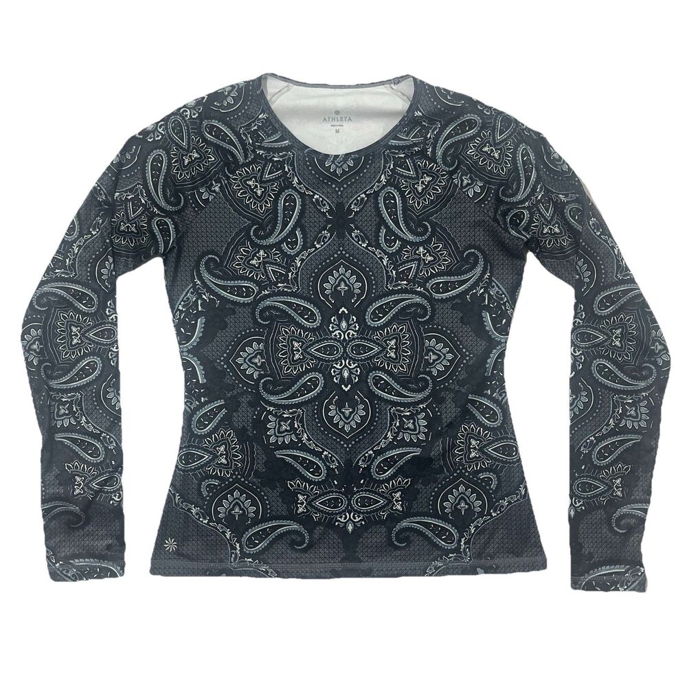 Athleta Sierra Nevada Paisley Thermal Top Shirt Sz. Medium Outdoor Stretch